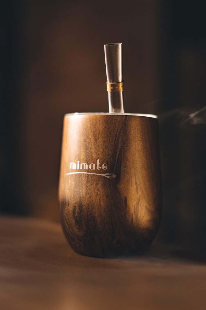 Calebasse inox imitation bois + bombilla